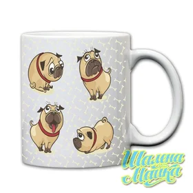 Прикольные кружки: эмоции мопса